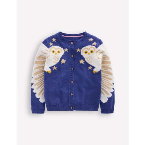 Fun Logo Cardigan-Sapphire Blue Owls