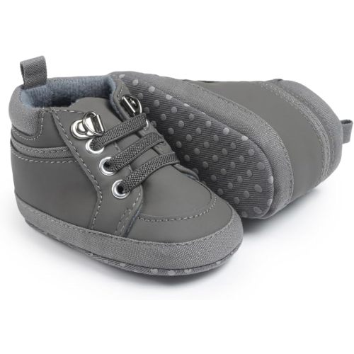 Meckior Toddler Baby Boys Girls High Tops Ankle Sneakers Soft Anti-Slip Sole PU Leather Moccasins Infant Newborn Prewalker First Walking Crib Shoes