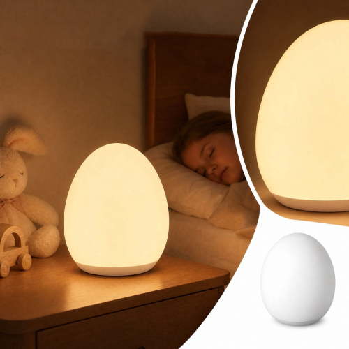 Egg Night Light for Baby Nursery with Touch Control, BPA Free, Stepless Dimming, Portable Night Lights for Breastfeeding, Rechargeable Lamp