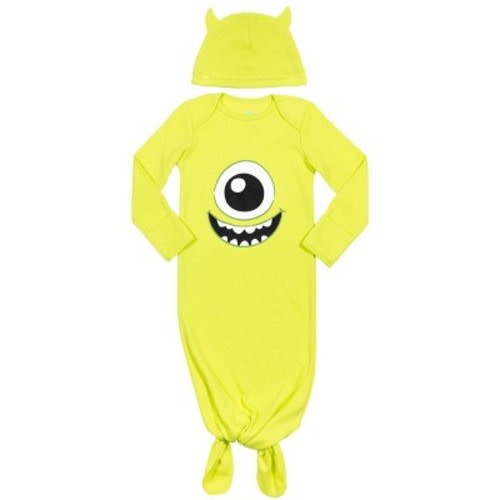 Disney Monsters Inc. Mike Baby Boys Knotted Long Sleeve Swaddle Sleeper Gown & Hat Set, Size: 0-6 months