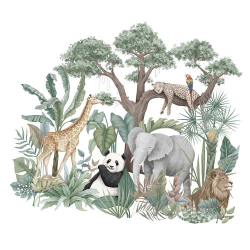 Siruishop Jungle Animals Wall Decals DIY PVC Removable Wall Stickers Wall Decoration for - Walmart.ca