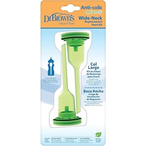 Dr. Brown's Anti-Colic Options+ Wide-Neck Replacement Vent Kit, for 9 oz/270 mL Bottles, 2 Pack