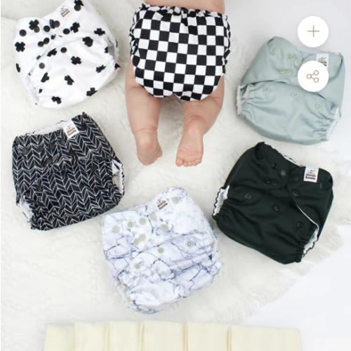 POCKET DIAPER 3.0 WITH INSERTS - 6 PACK(B&W)
