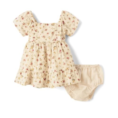 The Children's Place Baby Girls' and Newborn Short Sleeve Ruffle Dress