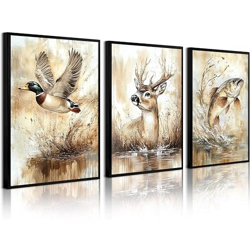 Hunting Nursery Wall Art Decor Wildlife Boys Room Pictures Fishing Poster