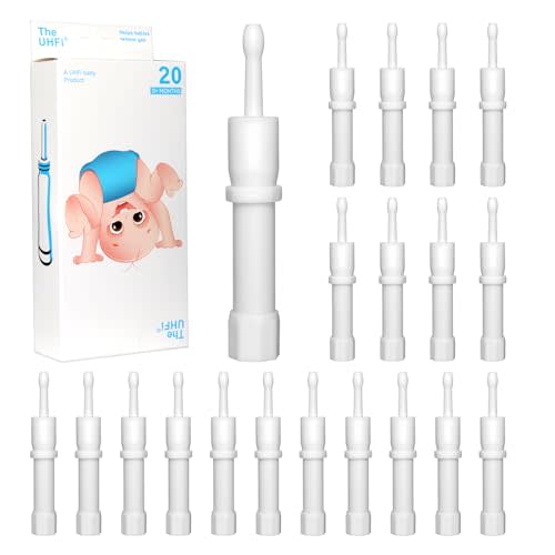 uhfi Gas and Colic Reliever for Babies, Baby Gas Colic Relief, Natural Solution for Baby Colic and Gas Relief, 100% Safe & Effective Instant Constipation Relief for Babies, 20 Count (White)