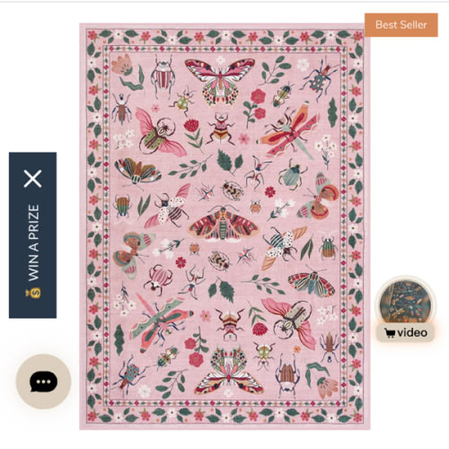Vionnet Modern Parisian Insect Pink Area Rug - Lahome