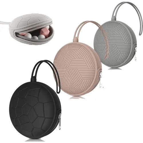 Smlpuame 3 Pack Pacifier Holder Case,Silicone Portable Pacifier Cover Pouch Bag for Diaper Bags Baby Carriage,Pacifier Storage Container Box,Easy to Clean,(Blush+Black+Grey)