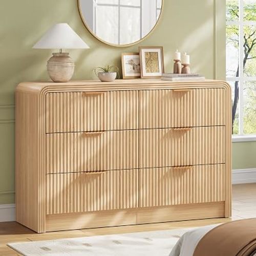 Decofy Fluted 6 Drawers Dresser, 47.2'' Wide Chest of Drawers for Bedroom