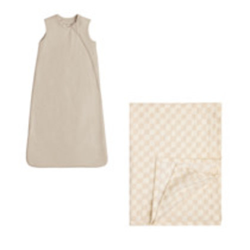 Tiny Kind Swaddle Blanket & Sleep Bag Set - Oat Check, Small