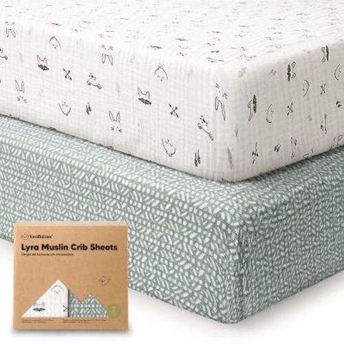 KeaBabies Lyra Muslin Crib Sheets for Boys, Girls, 2pk 52x28 Cotton Baby Crib Mattress Sheets Fitted, Soft, Breathable