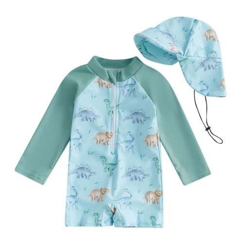 TOWED22 Baby Boy Swimsuit Rash Guard Toddler Sun Protection Swimwear Infant One Piece Bathing Suit(Light Green,0-3 M)