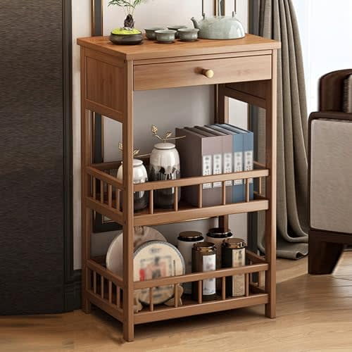 3 Tier End Table with Drawer,Sofa Side Table with Storage Shelf,Bedside Table for Living Room Bedroom Entryway