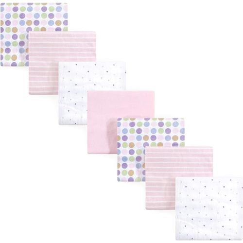Luvable Friends Unisex Baby Cotton Flannel Receiving Blankets, Pink Stripe 7-Pack, One Size
