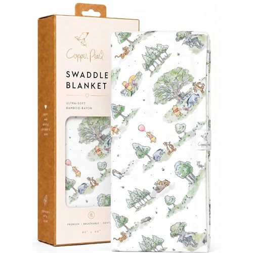 Copper Pearl Swaddle Blankets for Newborns | Soft Stretchy Receiving Blankets for Boys and Girls | Large 46 x 46 Inch Baby Blankets | Lightweight and Breathable Swaddles | Hundred Acre Wood