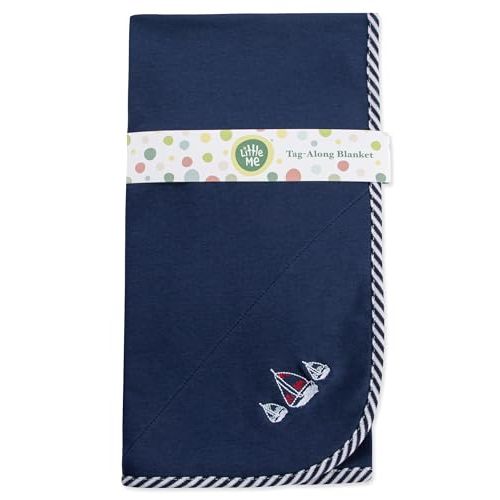 Little Me Blankets for Baby Boys' Sailboats Swaddling Receiving Blanket | 100% Cotton, Newborn Essentials. 30 x 27 Inches