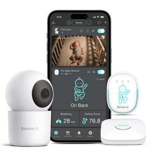 Sense-U Baby Pro+2K Camera Bundle: Abdominal Movement, Rollover, Temp