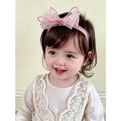 Baby Girls Cute Lace Bow Headband Soft Cotton Elastic Hair Accessories for Toddlers Newborns Ideal for Birthdays Baby Shower Photoshoots Special Occasions