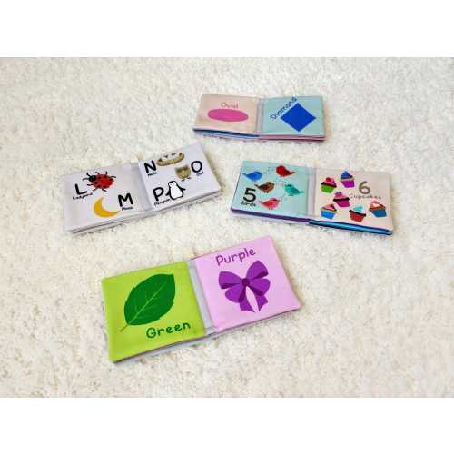Set Of 4 Cotton Soft Books Collection: Alphabet, Numbers, Shapes, Colours