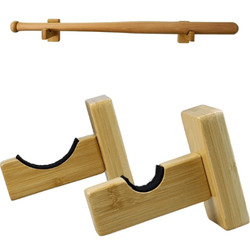Orga'Neat Baseball Bat Display Case, Wall Mount Bat Holder Hanger, Solid Bamboo Handmade Horizontal Bat Rack w/Protective Soft Liner for Baseball Bat Wall Display -Burlywood