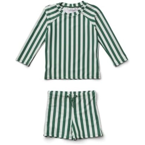 Toddler Boys Two Piece Swimsuit Rash Guard Set Long Sleeve Swim Shirt Swim Trunks& Shorts Bathing Suit