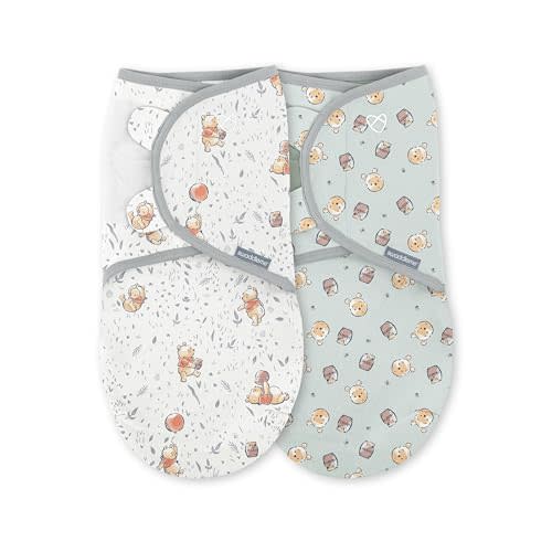 SwaddleMe by Ingenuity Ingenuity Original Baby Swaddle, Winnie The Pooh | 100% Cotton, Improves Sleep & Calms Startle Reflex, 0-3 Months (7-14 lbs), Up to 26 Inches Long, 1.0 TOG, 2-Pack, Newborn