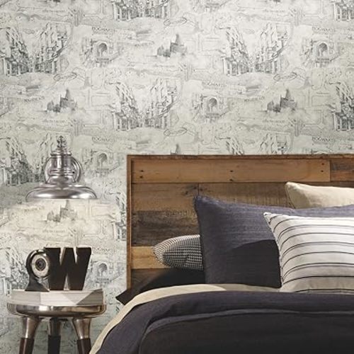 RoomMates RMK12354PL Harry Potter Map Taupe Peel and Stick Wallpaper
