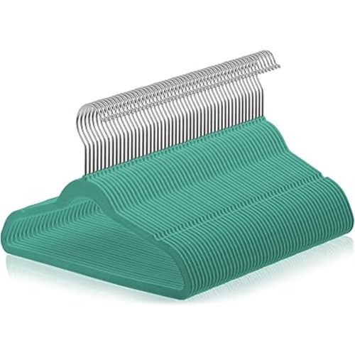 Casafield 50 Velvet Kid's Hangers - 14" Size for Children's Clothes - Teal