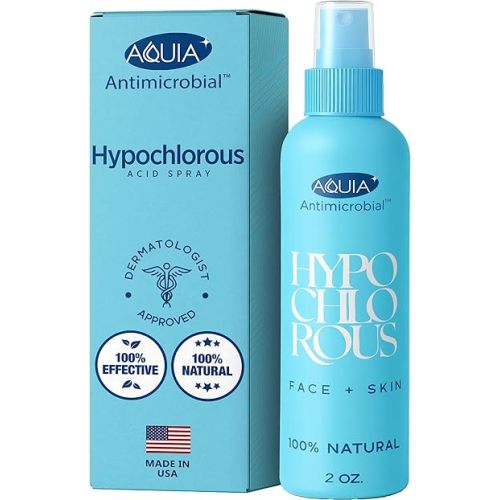 Aquia Hypochlorous Acid Spray for Face and Skin; Facial Cleanser | 4oz Face Mist Hypochlorous Acid Spray for Skin, Acne, Rash, Eczema, Wound Antimicrobial Facial Cleanser Acne Sprays; Smart Skincare