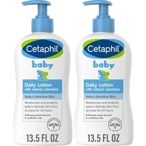 Baby Daily Lotion with Organic Calendula |Vitamin E | Sweet Almond & Sunflower Oils |13.5 Fl. Oz (Pack of 2)