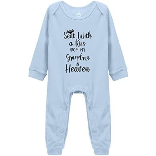 Baby Bodysuit,Sent with A Kiss from My Grandma in Heaven-Newborn Infant Baby Bodysuit White Long Sleeve 0-24 Months