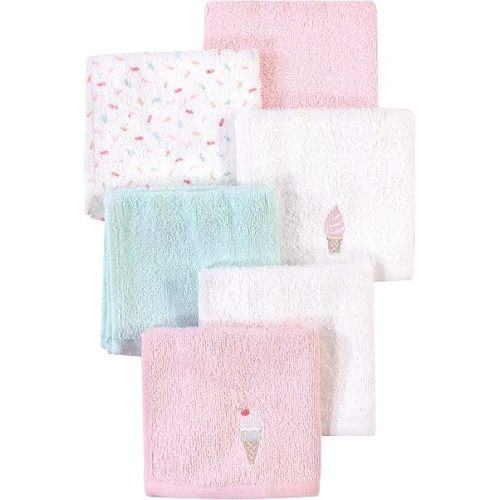 Hudson Baby Unisex Baby Super Soft Cotton Washcloths, Ice Cream, One Size