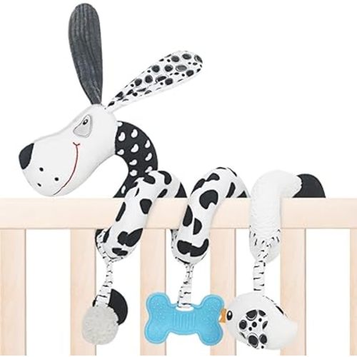 Baby Car Seat Toys, High Contrast Black and White Baby Spiral Activity Toy, Pram and Crib Attachable Toy (Pet)