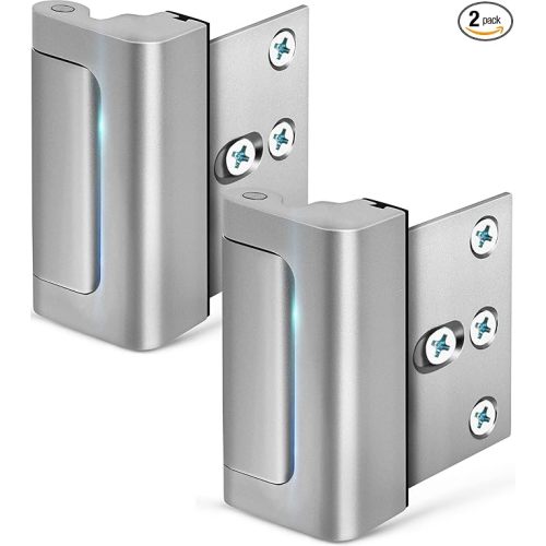 Home Security Door Lock, 2 Pack Childproof Door Reinforcement Lock with 3 Inch Stop Withstand 800 lbs for Top Front Inward Swinging Door, Upgrade Flip High Night Lock to Defend Your Home Kids