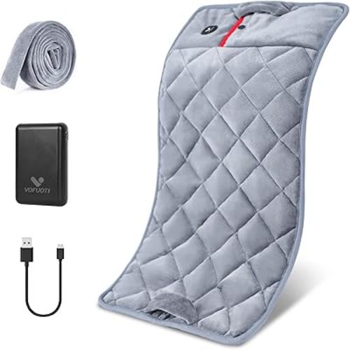 Portable Heating Pad, Cordless Weighted Heating Pads with 10000mAh Battery and 3 Heat Settings, Electric Heated Pad for for Back, Abdomen, Neck & Shoulder, 12" x 24"