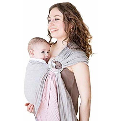 Baby Wrap Carrier Ring Sling-Luxury Extra Soft Turkish Cotton Muslin Grey Rose