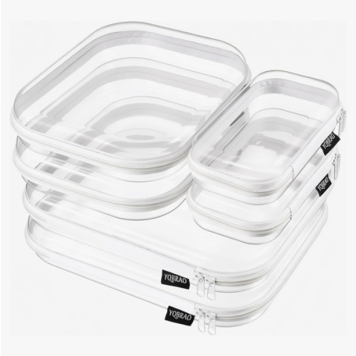 YQBRAO Clear Hard Shell Zipper Cases, Diaper Bag Organizer Pouches, White