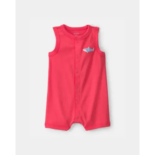 Baby Boy Shark Romper - Orange | Carter's
