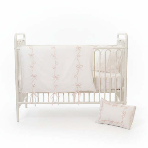 Petite Belle Lafayette Pink Lace Embroidered Crib Set | Aura Home