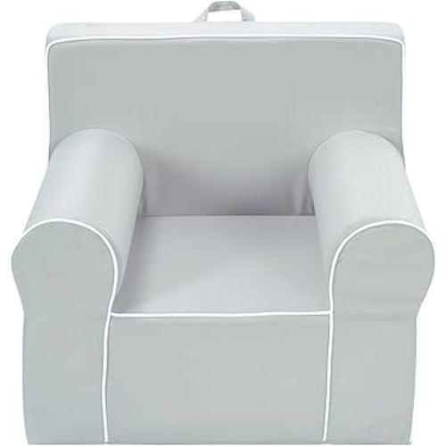 Heritage Kids Grey Everywhere Foam Armchair with Carry Handle and Removable Cover,25"x21"x22",Ages 3+