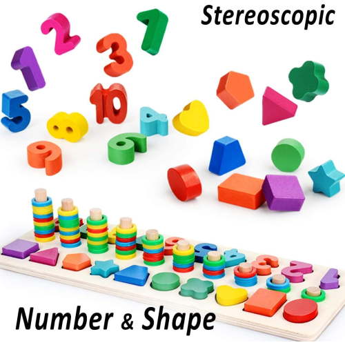 Educational Montessori Toys for Toddlers,Toddler Number Puzzles Sorter Counting Shape Stacker Stacking Game Preschool Math Blocks Toys Gifts for Boy Girl Birthdays Christmas Holidays