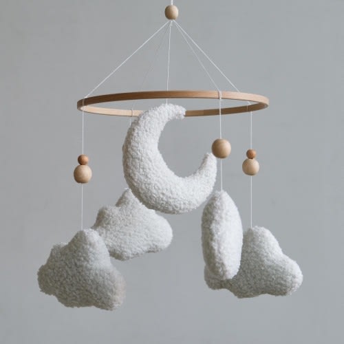 Cloud and Moon Baby Mobile, Handmade Nursery Decor