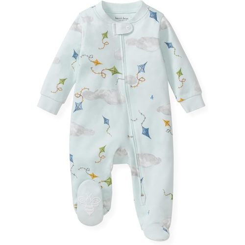 Burt's Bees Baby Boys Sleep and Play PJs, 100% Organic Cotton One-Piece Zip Front Romper Jumpsuit Pajamas