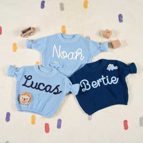 Personalized Sweater - Custom Embroidered Baby Sweater -  Toddler Knit Sweatshirt - Baby Name Jumper