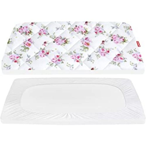 Pack and Play Sheets Fitted, Breathable Thick Playard Lovely Print Cover 39"×27"×5" Compatible with Graco Pack n Play, Floral