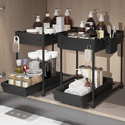 Sevenblue 2-Pack 2-Tier Under Sink Organizers with Sliding Drawers