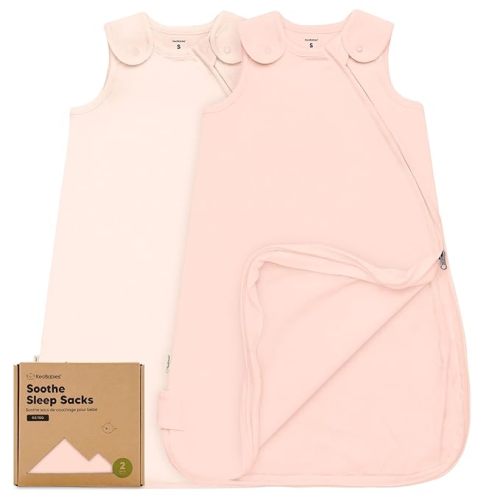2-Pack Organic Baby Sleep Sacks, 100% Cotton - Soft & Breathable 0.5TOG Baby Wearable Blanket, Toddler Sleeping Sack 0-6 Months, Easy to Wear Transitional Swaddles for Newborns, Infants(Mist Rose, S)