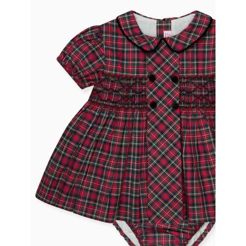 Red Tartan Arcadia Baby Girl Hand-Smocked Set | La Coqueta Kids UK (12 Months)