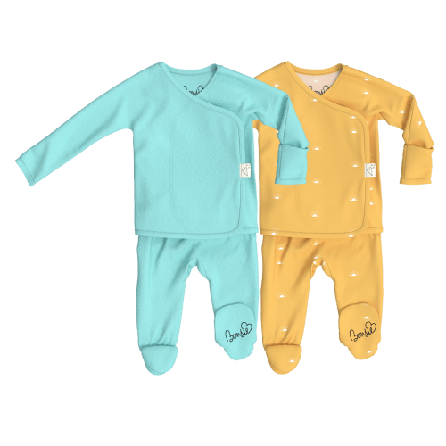 Baby Bundle Footie - Tiny Tide + Sunrise – Bonsie Skin to Skin Babywear
