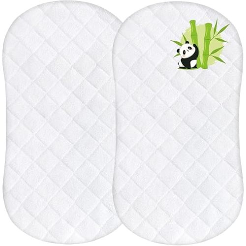 Bassinet Mattress Protector Waterproof Cover Compatible with Halo BassiNest Swivel Sleeper, 2 Pack, Skin Friendly and Breathable Bassinet Mattress Pad